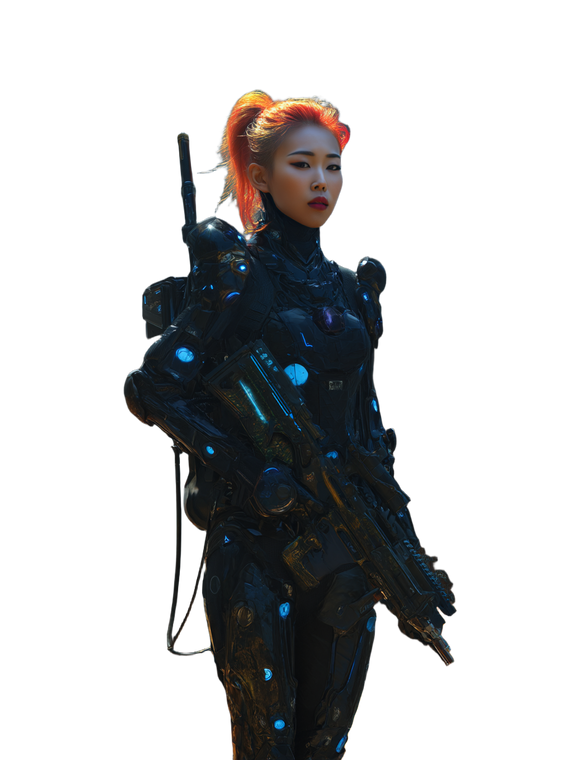 Futuristic Asian Warrior V2 Vinyl Car Decal Sticker – Waterproof & UV-Resistant 