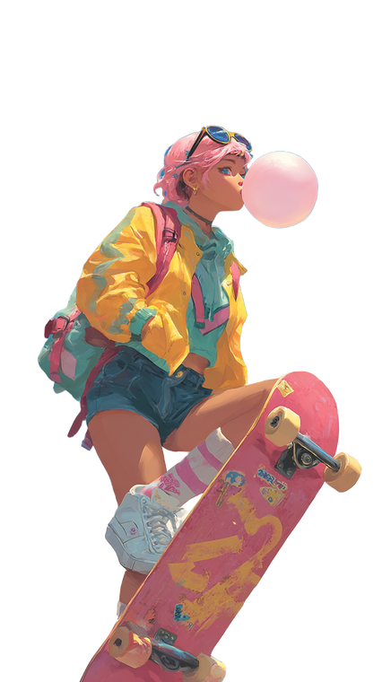 Trendy Skateboard Girl Vinyl Car Decal Sticker – Waterproof & UV-Resistant 