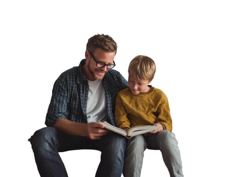 Father And Son Reading V2 Vinyl Car Decal Sticker – Waterproof & UV-Resistant 