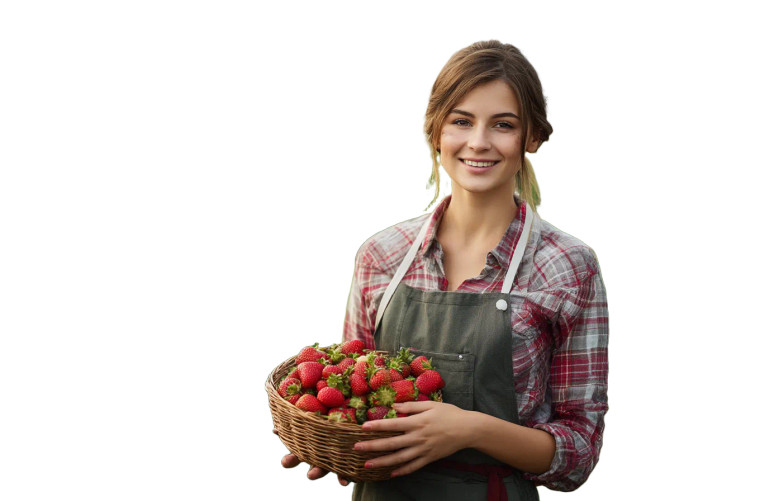 Happy Strawberry Worker Vinyl Car Decal Sticker – Waterproof & UV-Resistant 