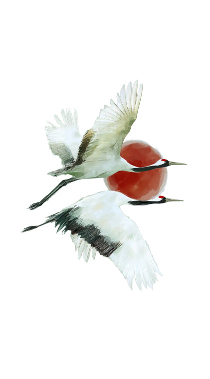 White Cranes Flying V3 Vinyl Car Decal Sticker – Waterproof & UV-Resistant 