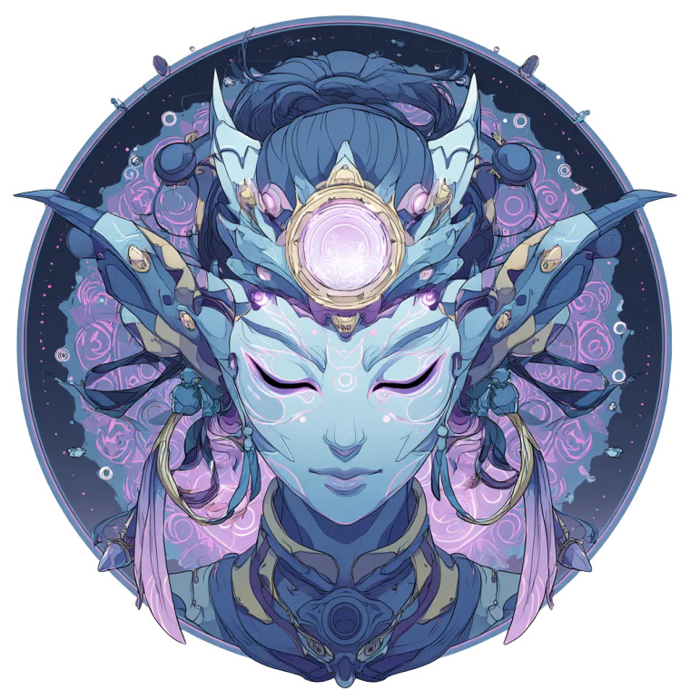 Cyberpunk Deity Avatar Vinyl Car Decal Sticker – Waterproof & UV-Resistant 