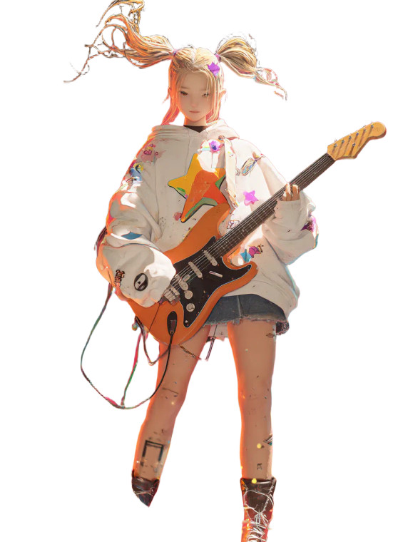 Electric Guitar Girl V2 Vinyl Car Decal Sticker – Waterproof & UV-Resistant 