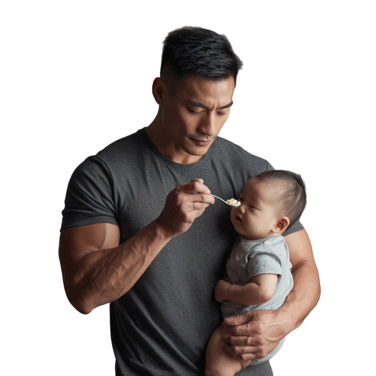 Father Feeding Baby Vinyl Car Decal Sticker – Waterproof & UV-Resistant 