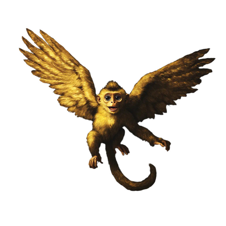 Flying Monkey Art V2 Vinyl Car Decal Sticker – Waterproof & UV-Resistant 