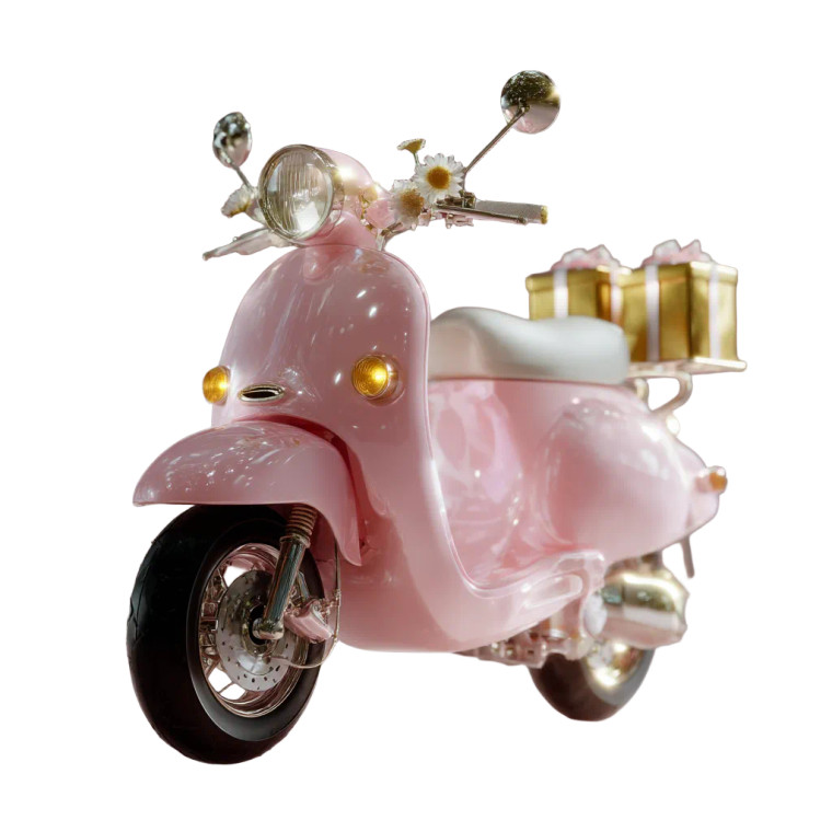 Pink Vintage Moped Vinyl Car Decal Sticker – Waterproof & UV-Resistant 