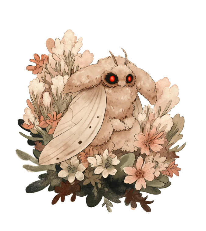 Mothman Cottagecore Vinyl Car Decal Sticker – Waterproof & UV-Resistant 