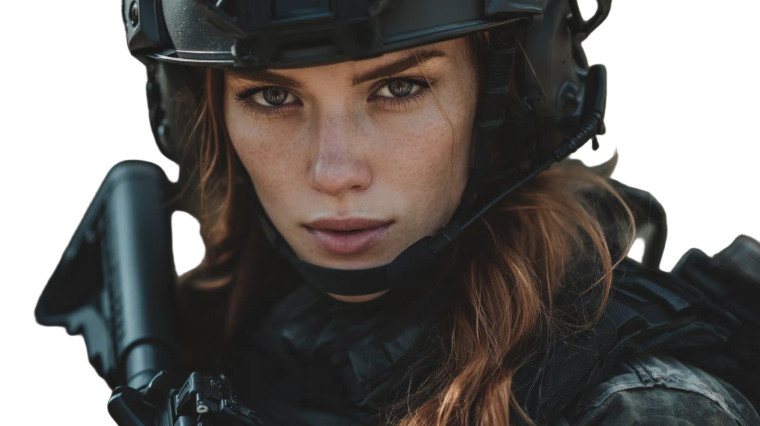 Soldier Woman Portrait Vinyl Car Decal Sticker – Waterproof & UV-Resistant 