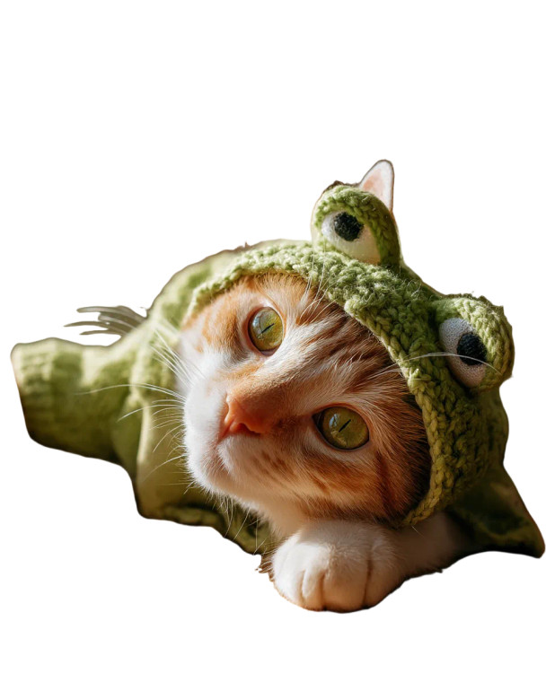 Frog Outfit Cat Vinyl Car Decal Sticker – Waterproof & UV-Resistant 