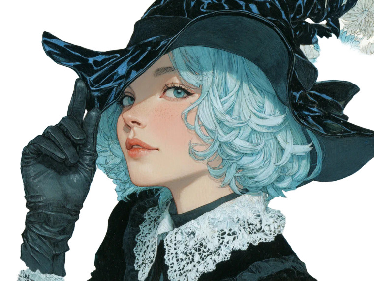 Blue-Haired Witch Vinyl Car Decal Sticker – Waterproof & UV-Resistant 