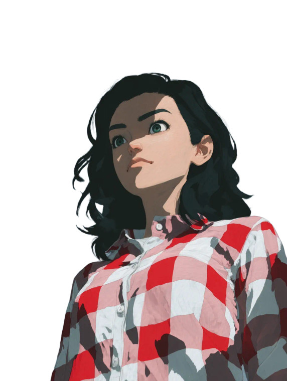 Woman In Plaid Vinyl Car Decal Sticker – Waterproof & UV-Resistant 