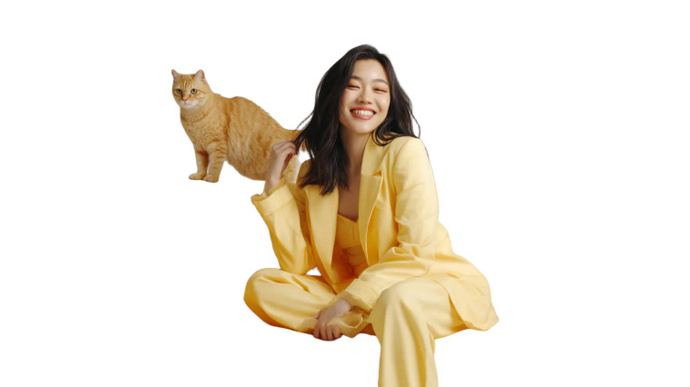 Stylish Woman With Cat Vinyl Car Decal Sticker – Waterproof & UV-Resistant 