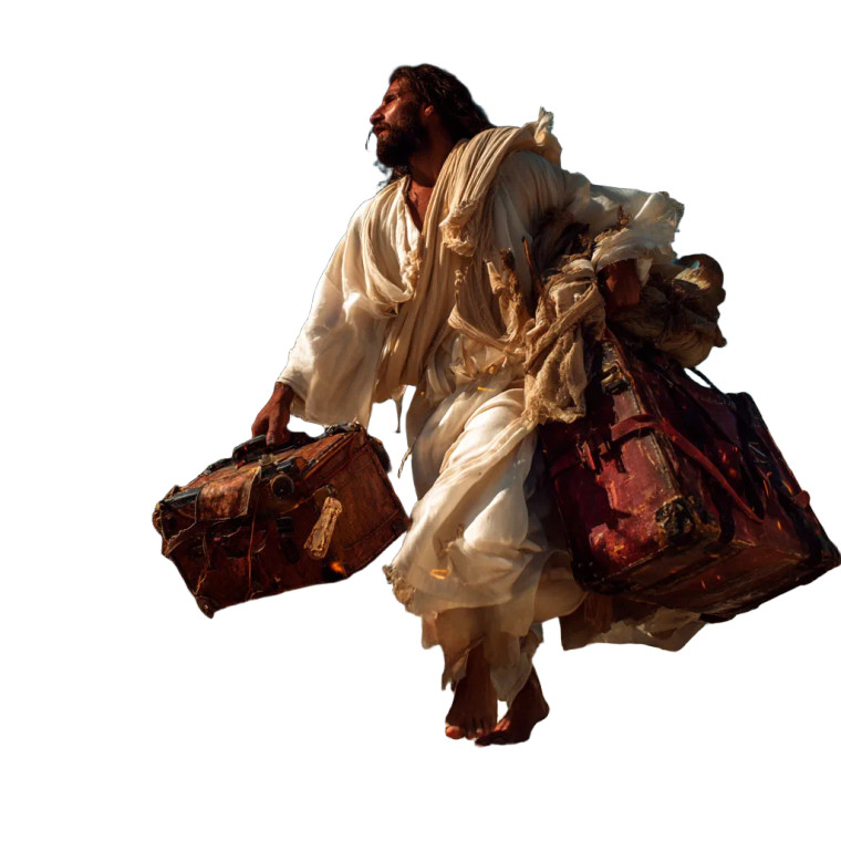 Fleeing Jesus Vinyl Car Decal Sticker – Waterproof & UV-Resistant 