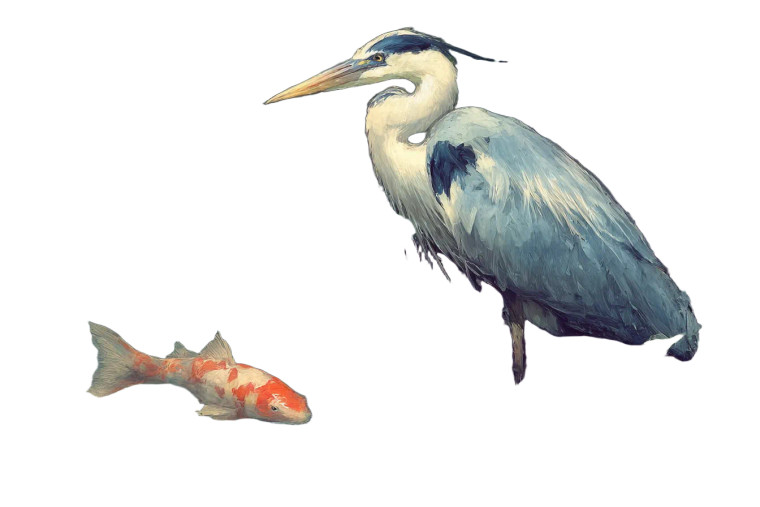 Heron And Koi Vinyl Car Decal Sticker – Waterproof & UV-Resistant 