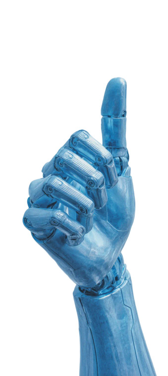 Blue Robotic Hand Vinyl Car Decal Sticker – Waterproof & UV-Resistant 