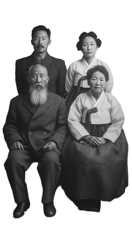 Korean Family Portrait Vinyl Car Decal Sticker – Waterproof & UV-Resistant 