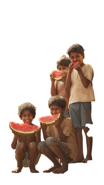 Village Kids Eating Watermelon Vinyl Car Decal Sticker – Waterproof & UV-Resistant 
