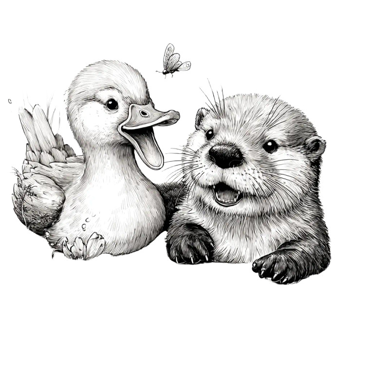 Smiling Duck & Otters Vinyl Car Decal Sticker – Waterproof & UV-Resistant 