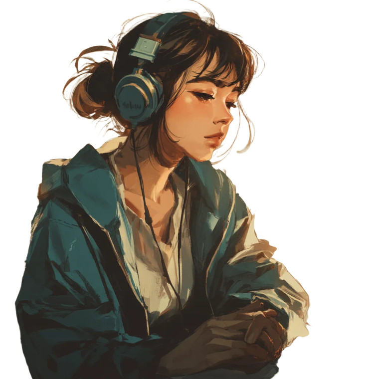 Japanese Woman Headphones V2 Vinyl Car Decal Sticker – Waterproof & UV-Resistant 