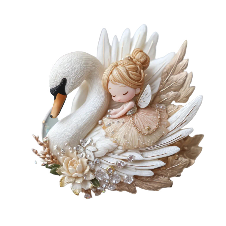 Swan Fairy Brooch Vinyl Car Decal Sticker – Waterproof & UV-Resistant 
