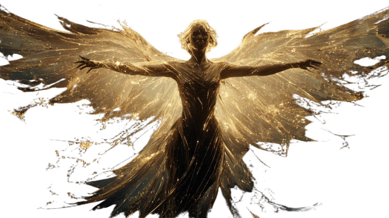 Digital Golden Angel Vinyl Car Decal Sticker – Waterproof & UV-Resistant 
