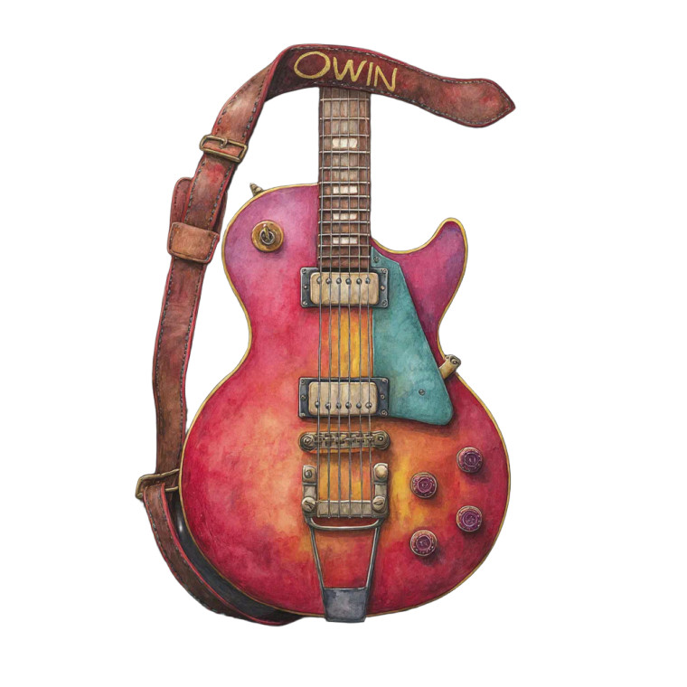 Colorful Electric Guitar Vinyl Car Decal Sticker – Waterproof & UV-Resistant 