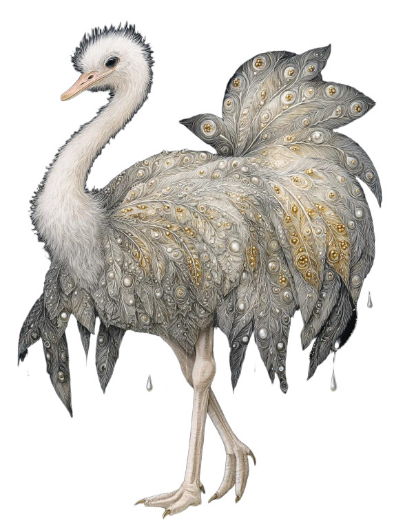 Silver Ostrich Vinyl Car Decal Sticker – Waterproof & UV-Resistant 