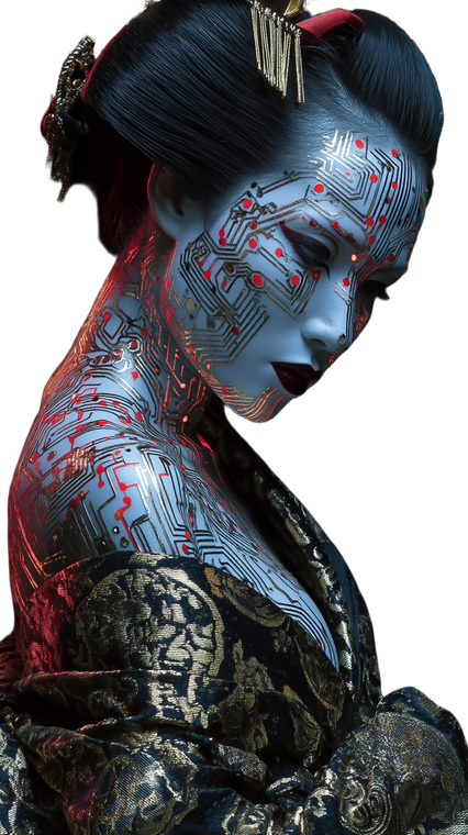 Cyberpunk Geisha Portrait V7 Vinyl Car Decal Sticker – Waterproof & UV-Resistant 