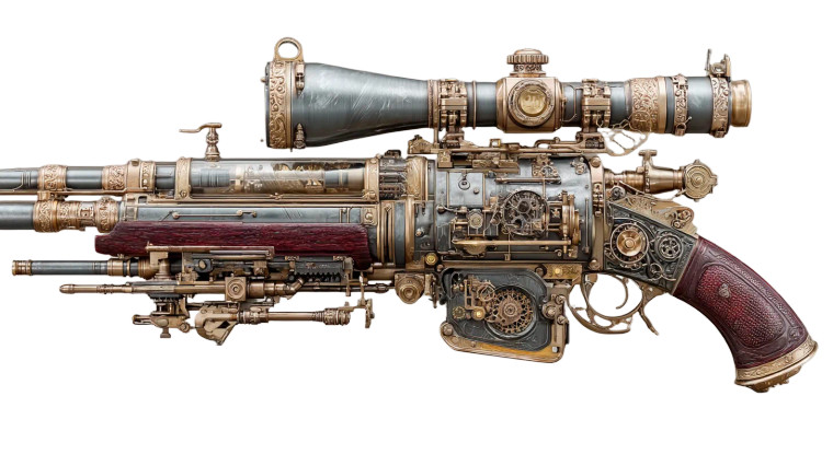 Steampunk Sniper Rifle Vinyl Car Decal Sticker – Waterproof & UV-Resistant 