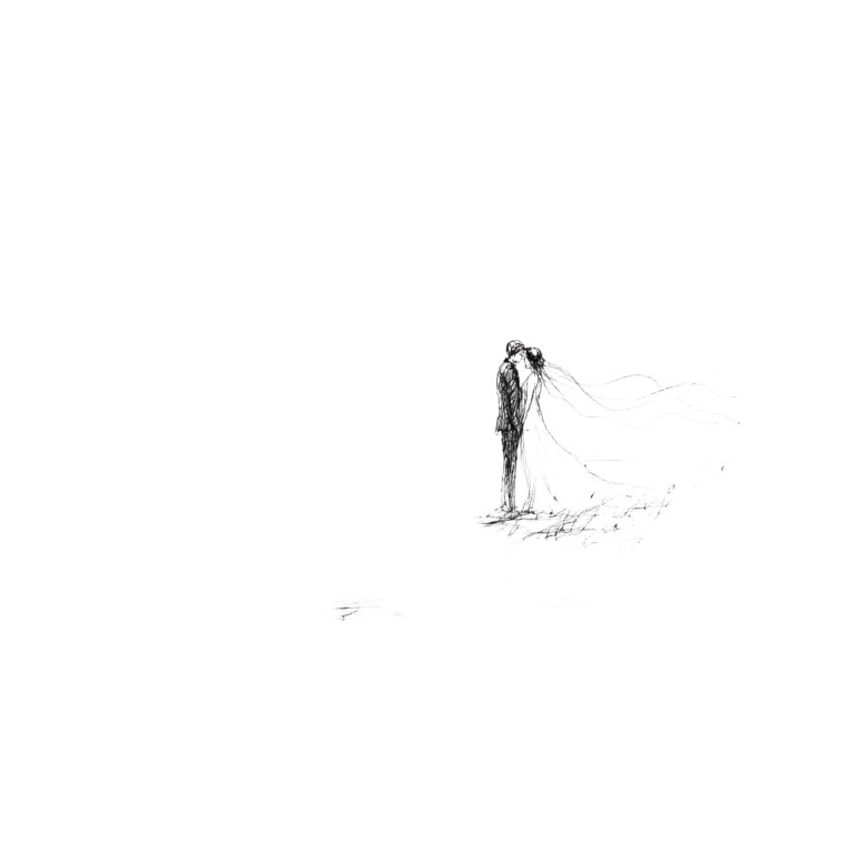 Newlywed Couple Silhouette Vinyl Car Decal Sticker – Waterproof & UV-Resistant 