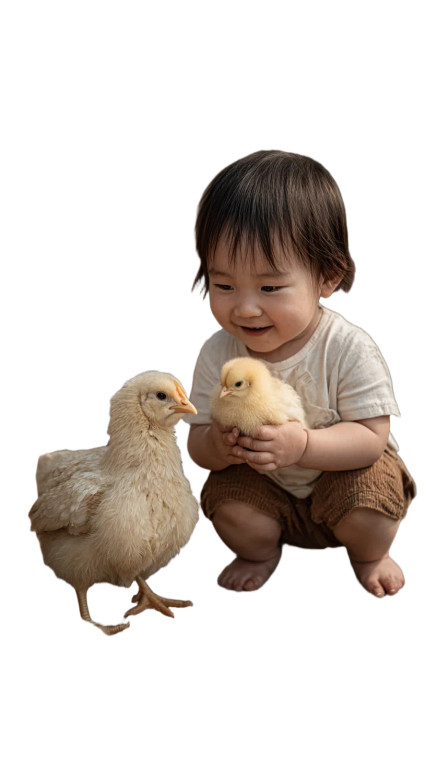 Baby With Chick Vinyl Car Decal Sticker – Waterproof & UV-Resistant 