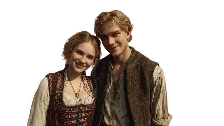 Traditional European Couple Vinyl Car Decal Sticker – Waterproof & UV-Resistant 