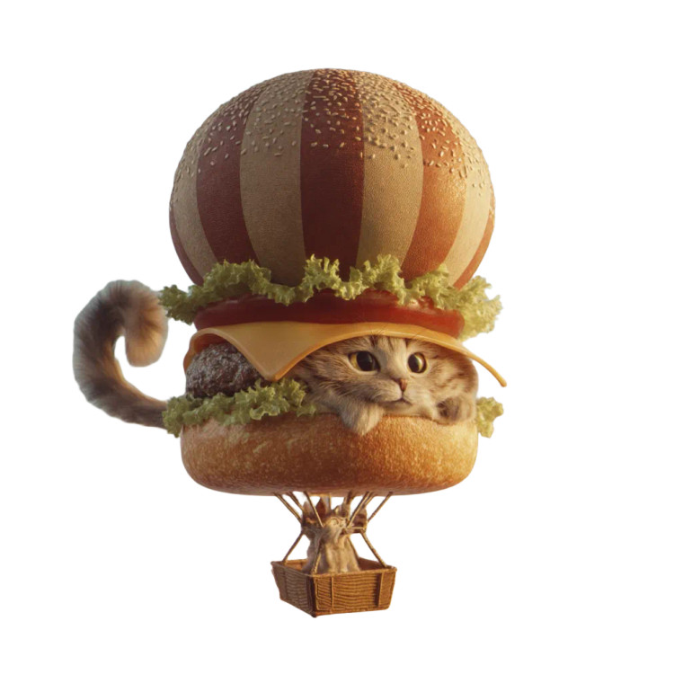 Flying Hamburger Cat Vinyl Car Decal Sticker – Waterproof & UV-Resistant 