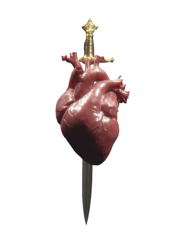 Golden Dagger Heart Vinyl Car Decal Sticker – Waterproof & UV-Resistant 