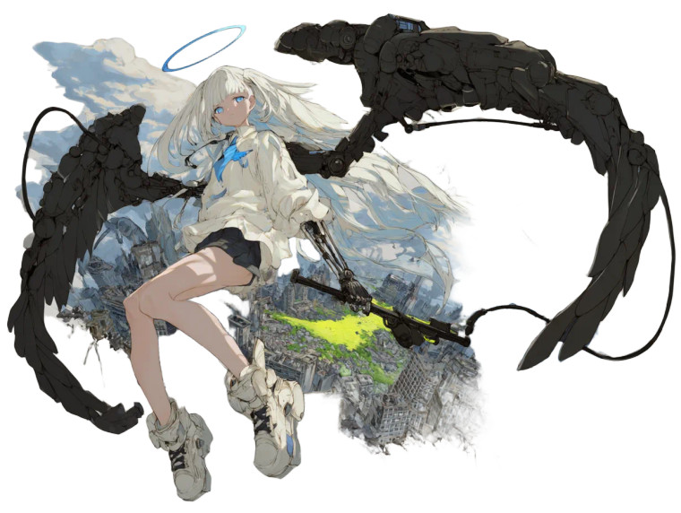 Cyborg Angel V3 Vinyl Car Decal Sticker – Waterproof & UV-Resistant 