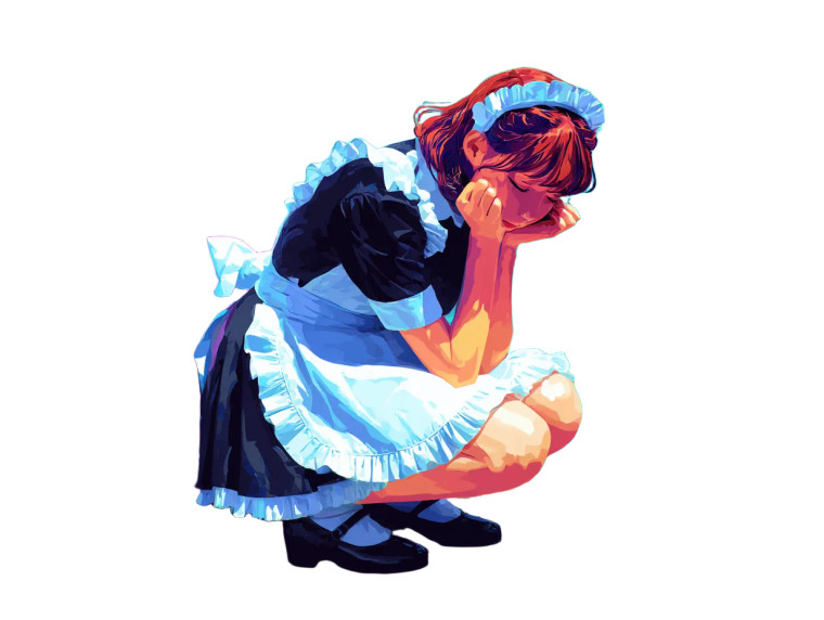 Kawaii Maid Girl V2 Vinyl Car Decal Sticker – Waterproof & UV-Resistant 