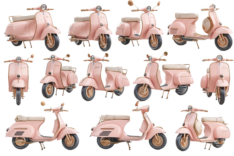 Pink Retro Scooter Vinyl Car Decal Sticker – Waterproof & UV-Resistant 