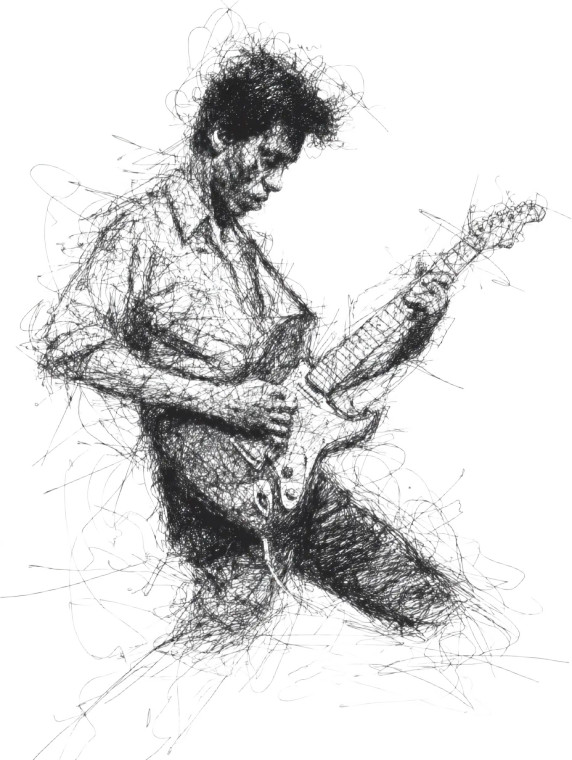 Punk Guitarist Scribble V2 Vinyl Car Decal Sticker – Waterproof & UV-Resistant 