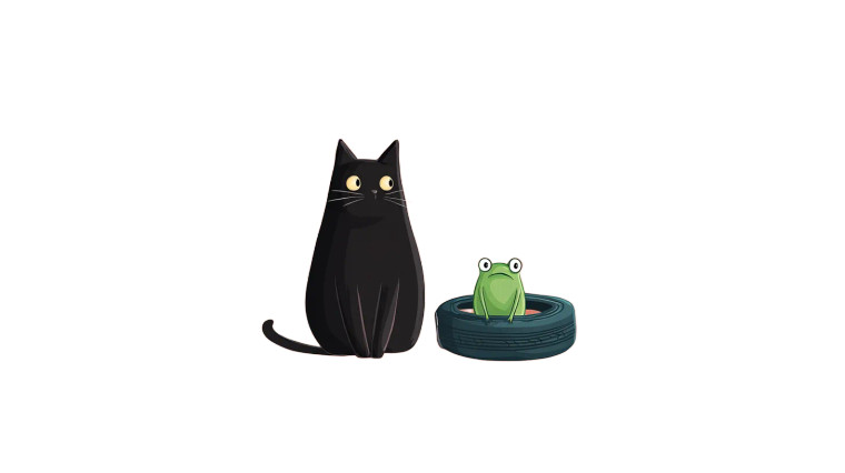 Black Cat And Frog Vinyl Car Decal Sticker – Waterproof & UV-Resistant 