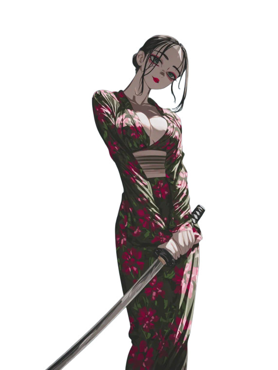 Flirtatious Kimono Warrior Vinyl Car Decal Sticker – Waterproof & UV-Resistant 