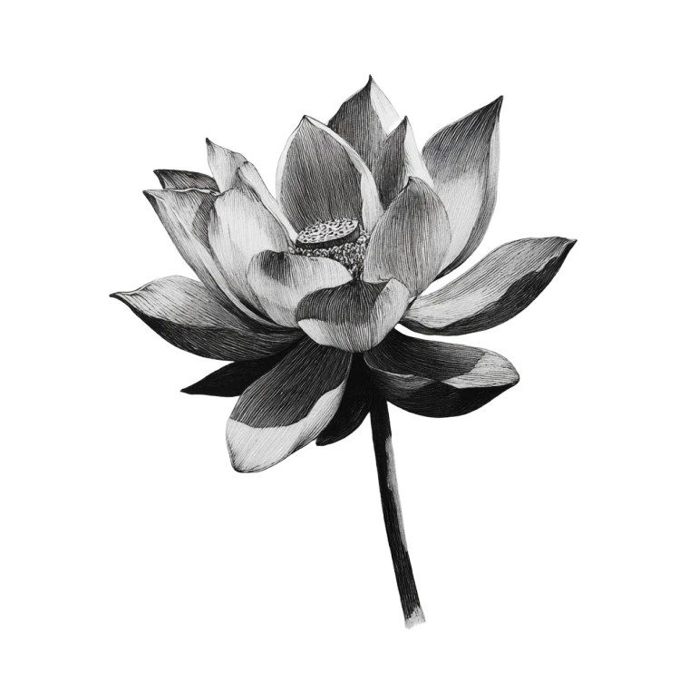 Lotus Ink Drawing Vinyl Car Decal Sticker – Waterproof & UV-Resistant 