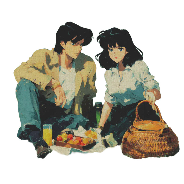 Anime Picnic Scene V2 Vinyl Car Decal Sticker – Waterproof & UV-Resistant 