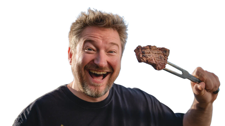 Man Grilling Steak Vinyl Car Decal Sticker – Waterproof & UV-Resistant 