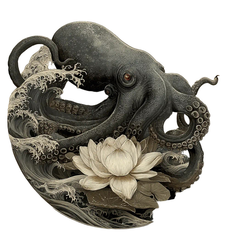 Majestic Monochromatic Octopus Vinyl Car Decal Sticker – Waterproof & UV-Resistant 