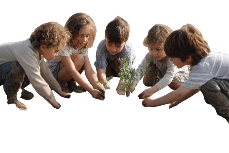 Kids Planting Trees Vinyl Car Decal Sticker – Waterproof & UV-Resistant 
