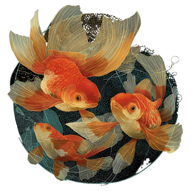 Goldfish Illustration Vinyl Car Decal Sticker – Waterproof & UV-Resistant 