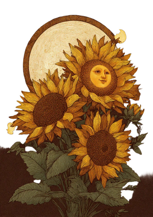 Vintage Sunflowers Sun Vinyl Car Decal Sticker – Waterproof & UV-Resistant 