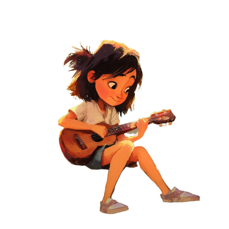 Girl Playing Ukulele Vinyl Car Decal Sticker – Waterproof & UV-Resistant 