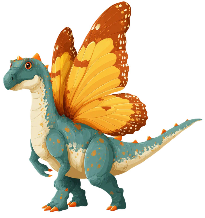 Cartoon Dinosaur Butterfly Vinyl Car Decal Sticker – Waterproof & UV-Resistant 