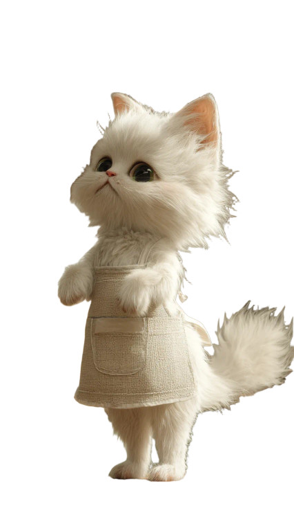 Fluffy Kitchen Kitten Vinyl Car Decal Sticker – Waterproof & UV-Resistant 